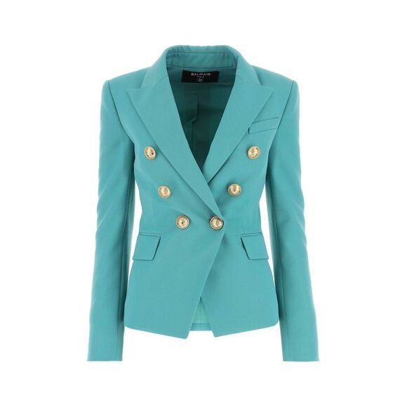 BALMAIN Sea Green Wool Blazer - Picture 1 of 2